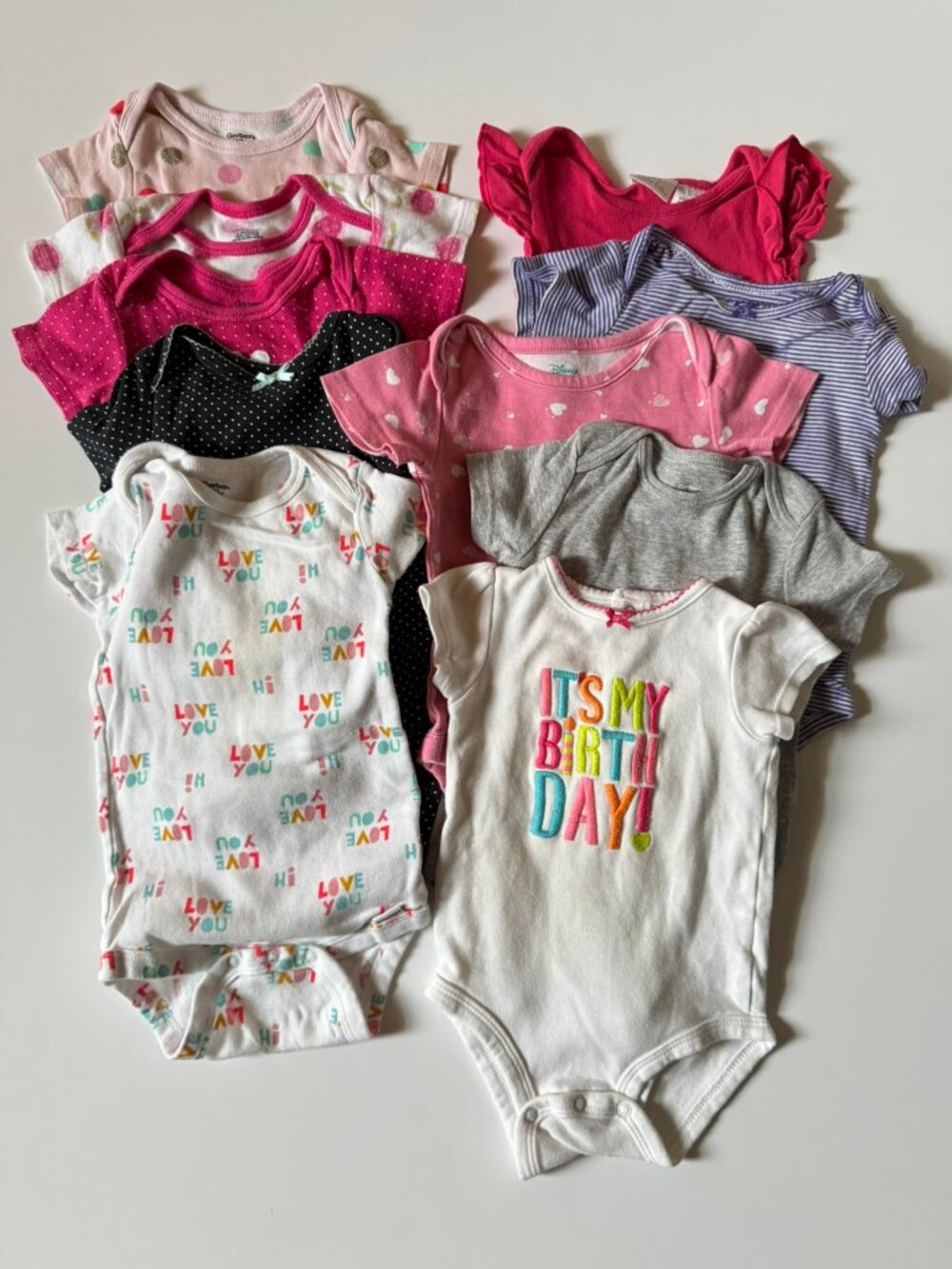 12m Bundle Baby Body Suits 10 items Gerber